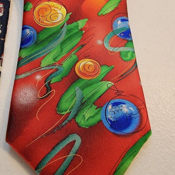 Set of 3 Holiday Christmas Winter Silk Neck Ties Ornaments Snowmen Penguin - Picture 3 of 10